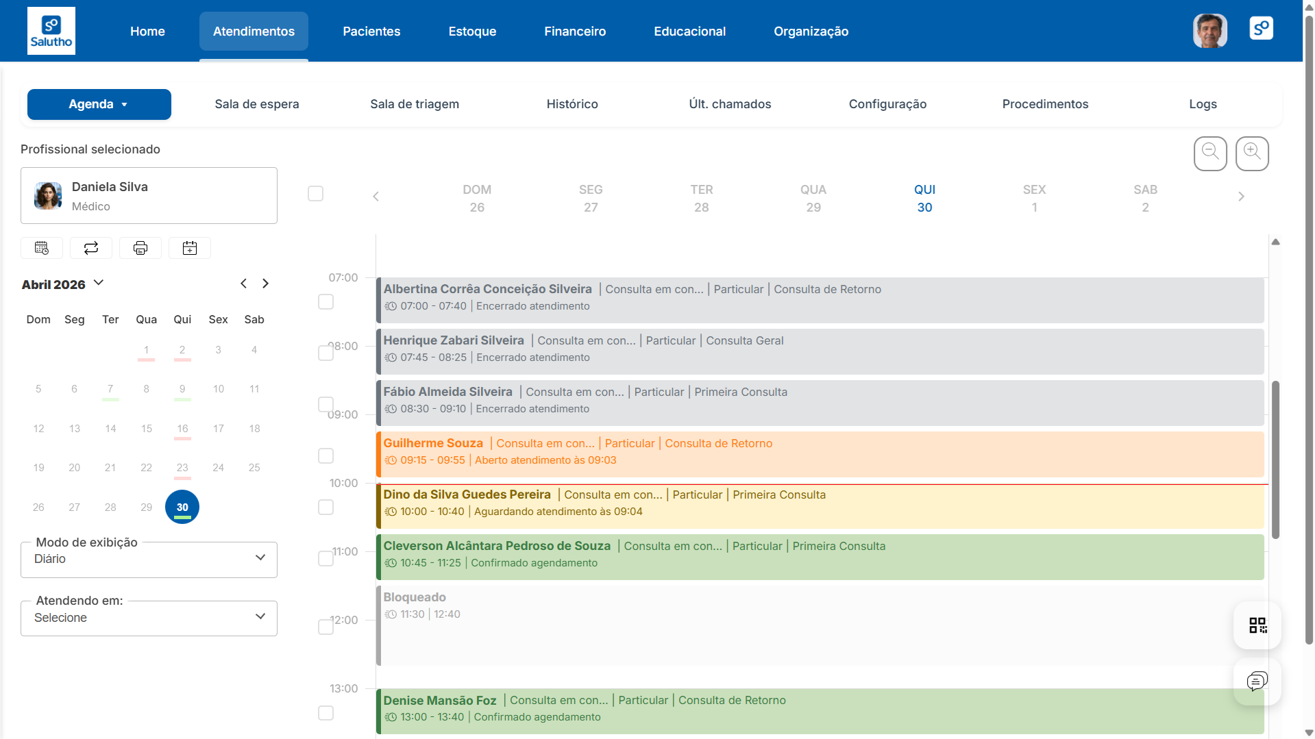 Digital medical scheduling in Salutho